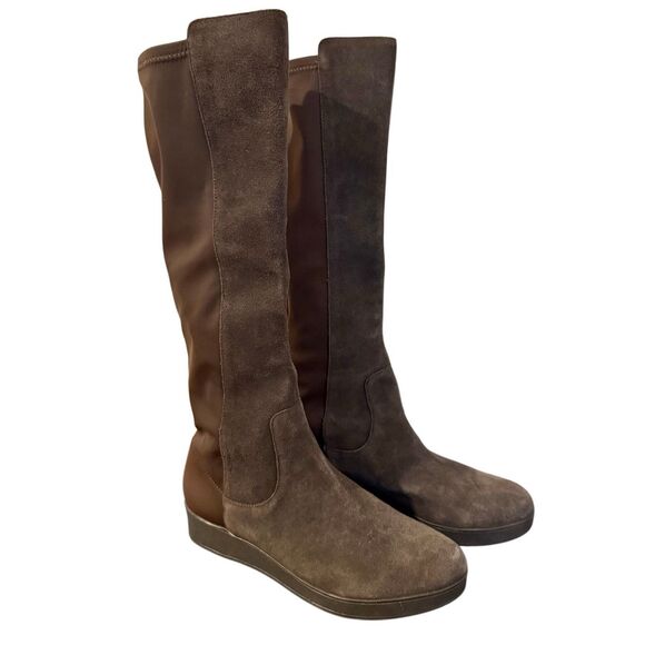 Donald Pliner brown suede Victori wedge tall boots size 7.5 - Picture 1 of 7